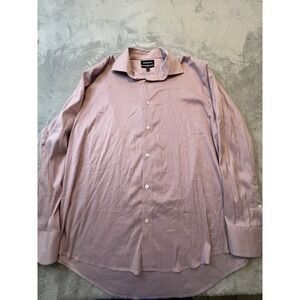 Bonobos‎ Mens Shirt 17 36 Pink Micro Check Standard Fit Button Front Dressy